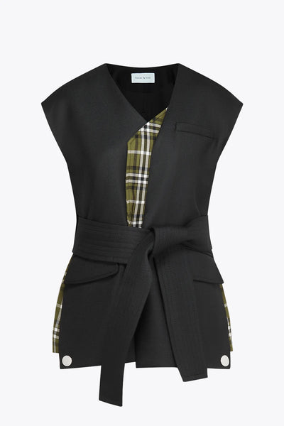 Plaid Lined Tailored Gilet