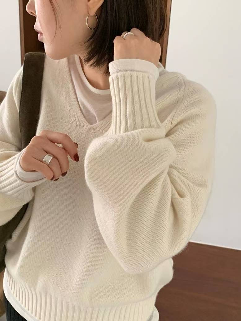 Premium V Neck Knit Top