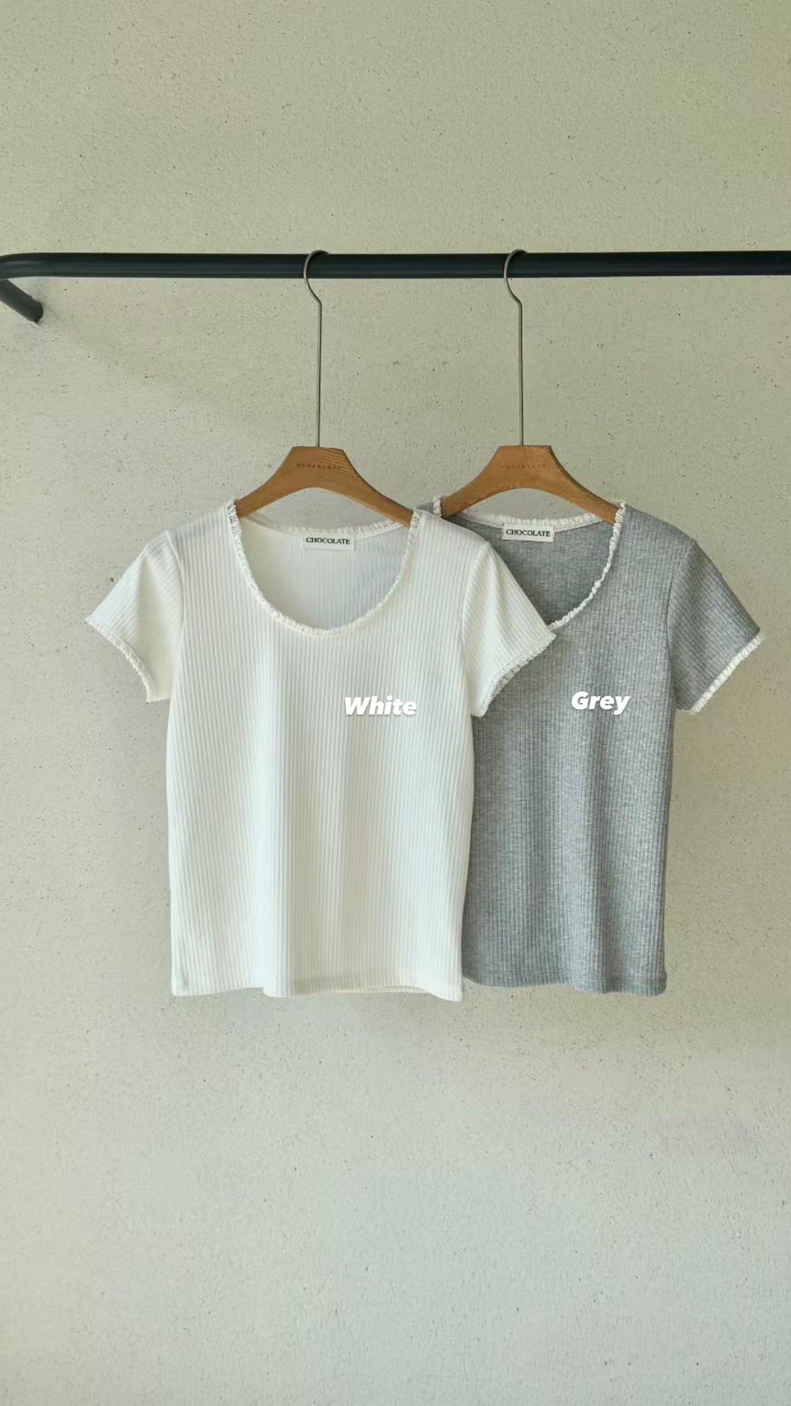Lace Trime Ribbed Tee