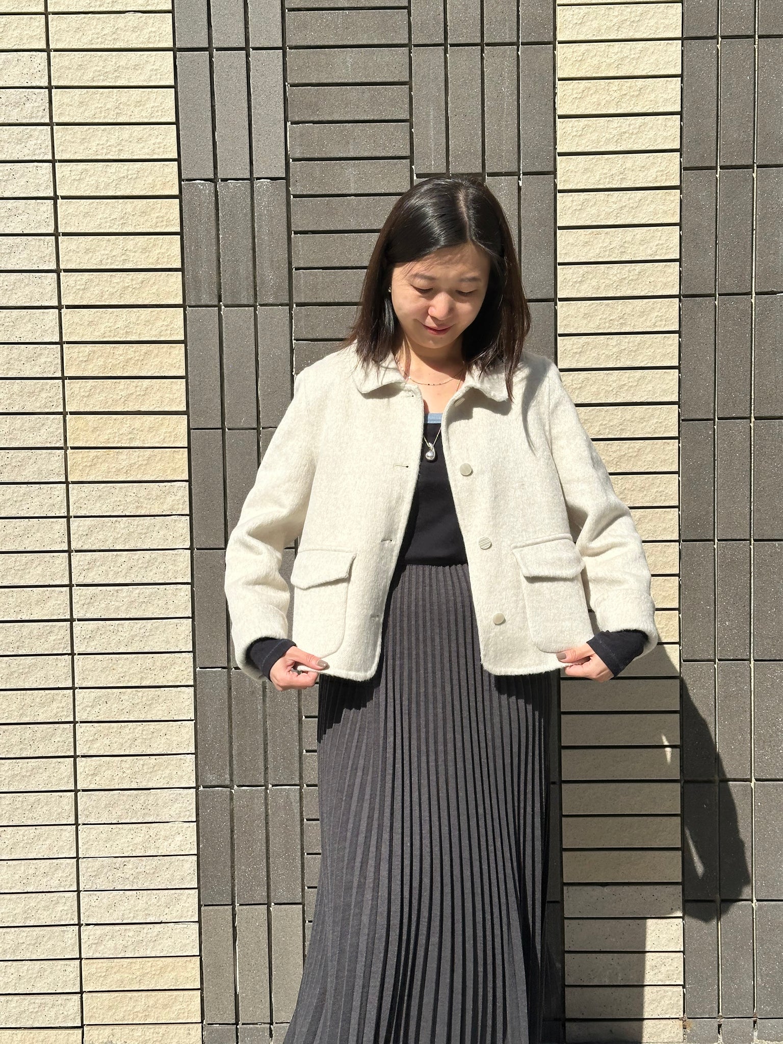 Short Hand Made Collar Wool Coat