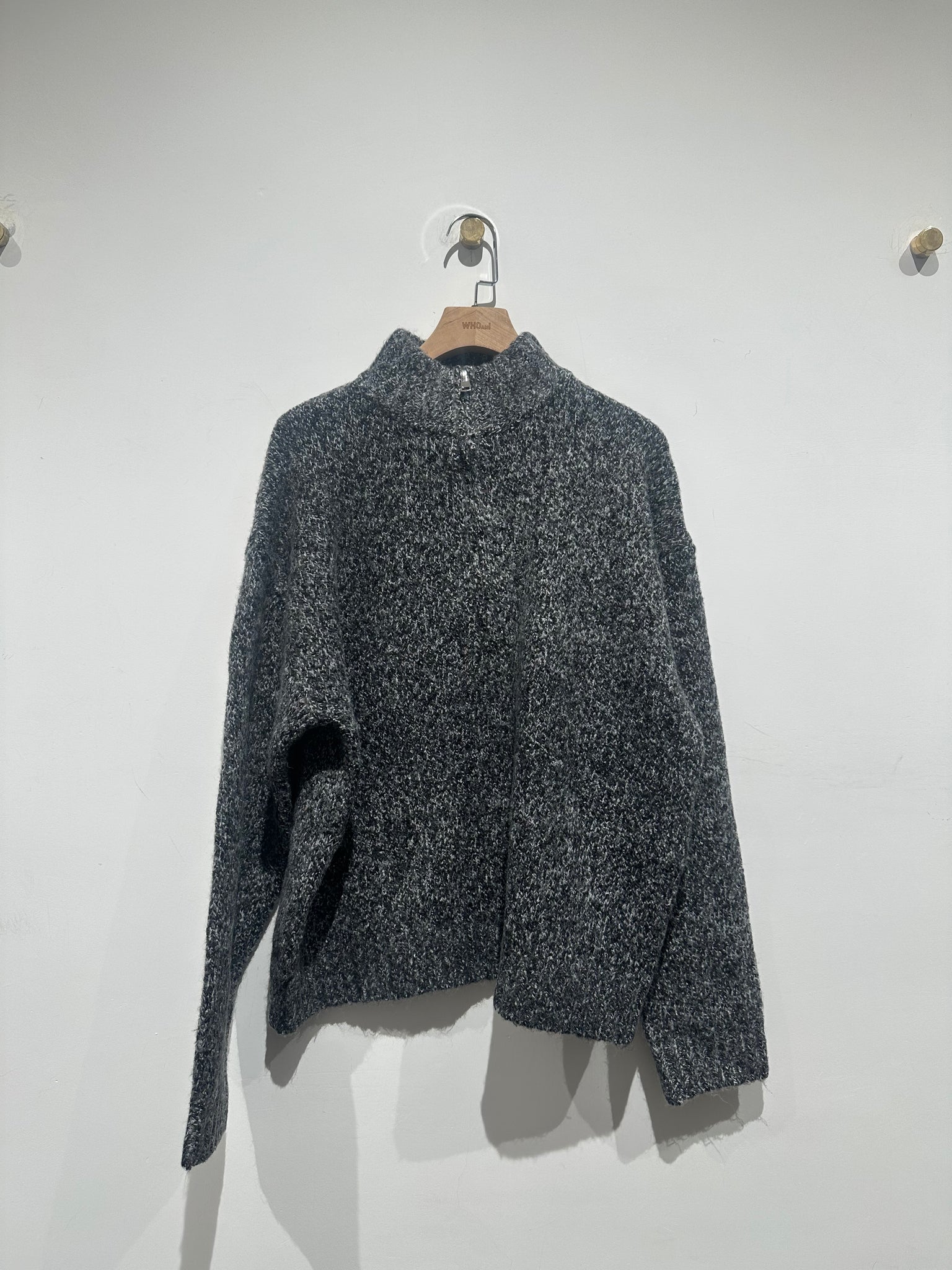 Marble Zip Up Knit Top