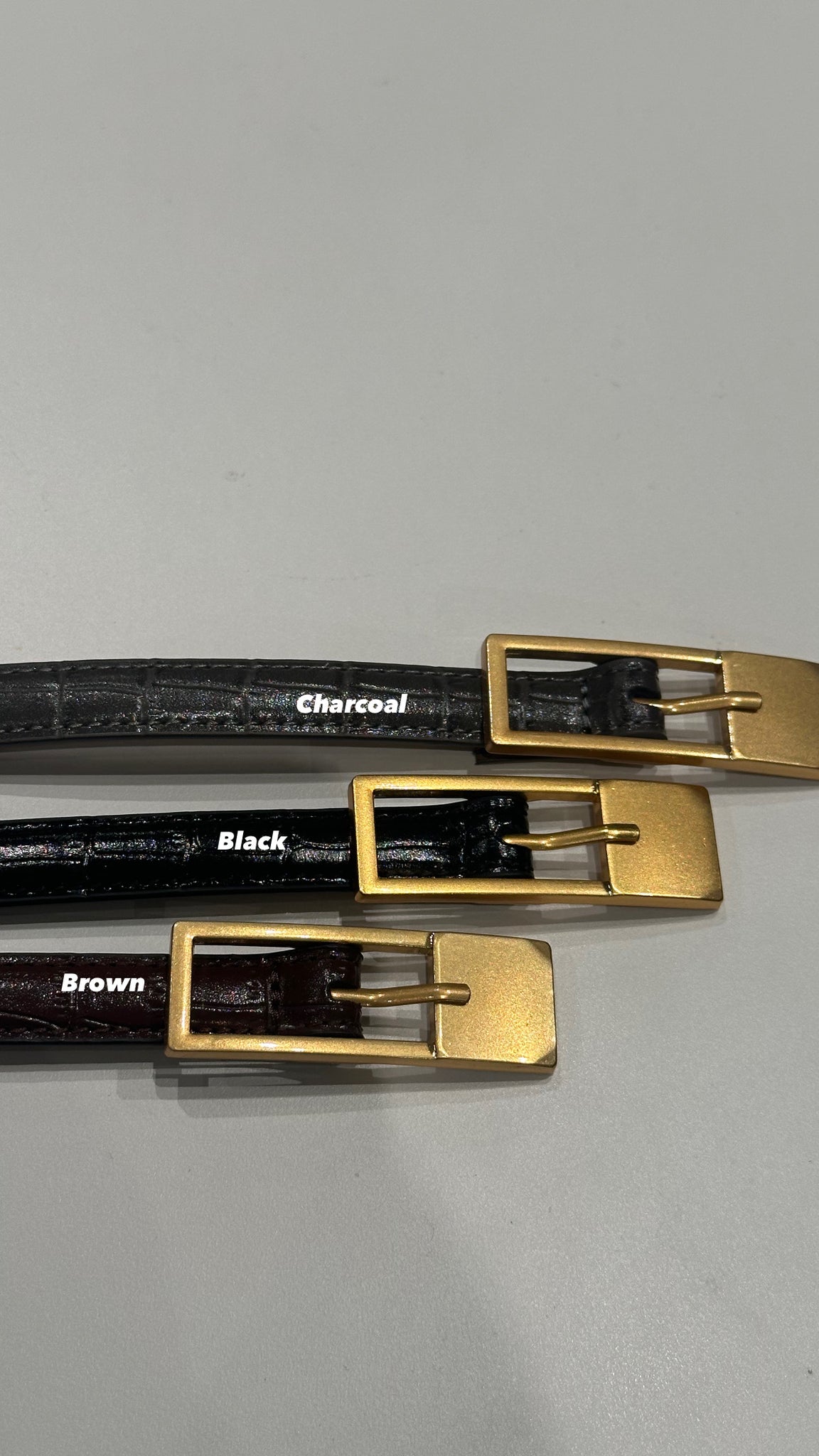 Croc-effect Leather Belt