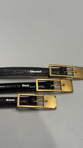 Croc-effect Leather Belt