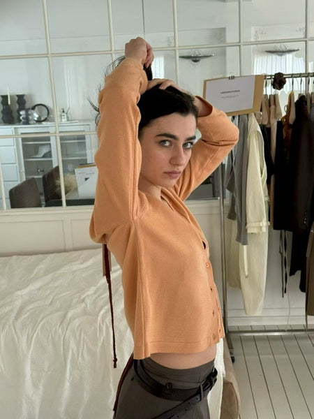 V Neck Button Knit Top