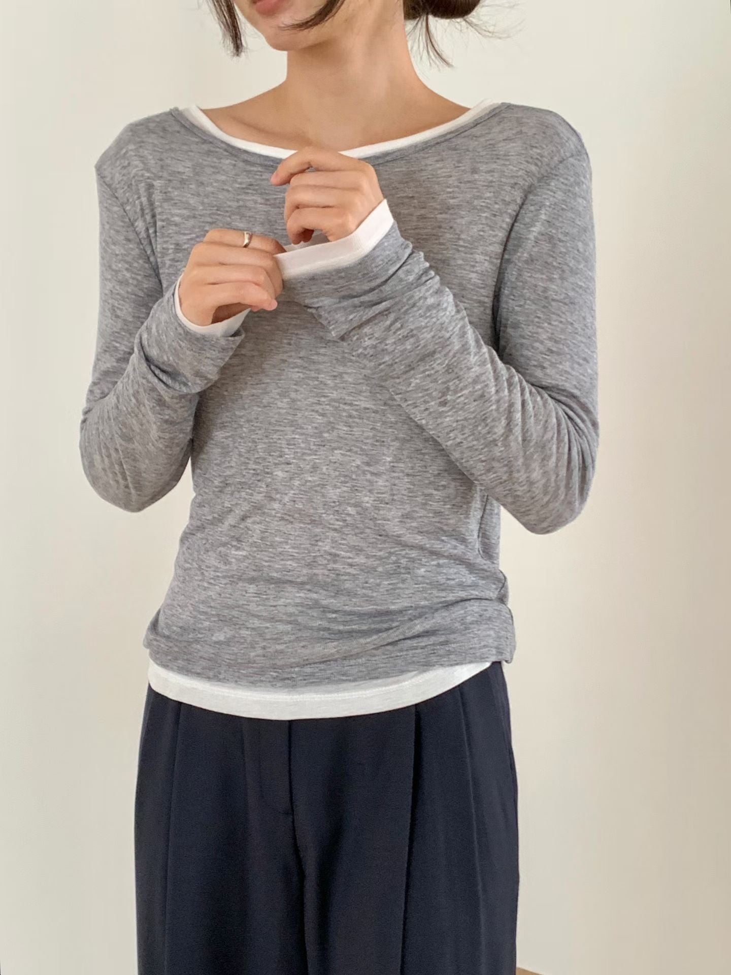 Nice Collar Thin Long Sleeve Tee (加購$188)