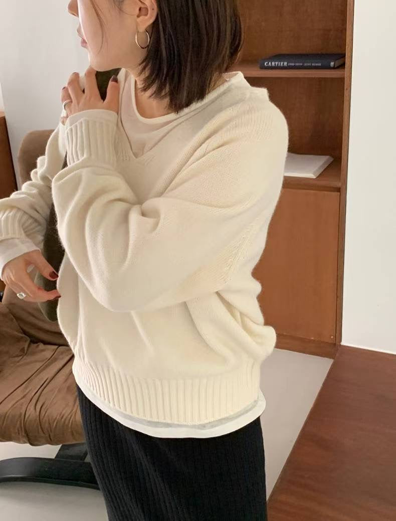 Premium V Neck Knit Top