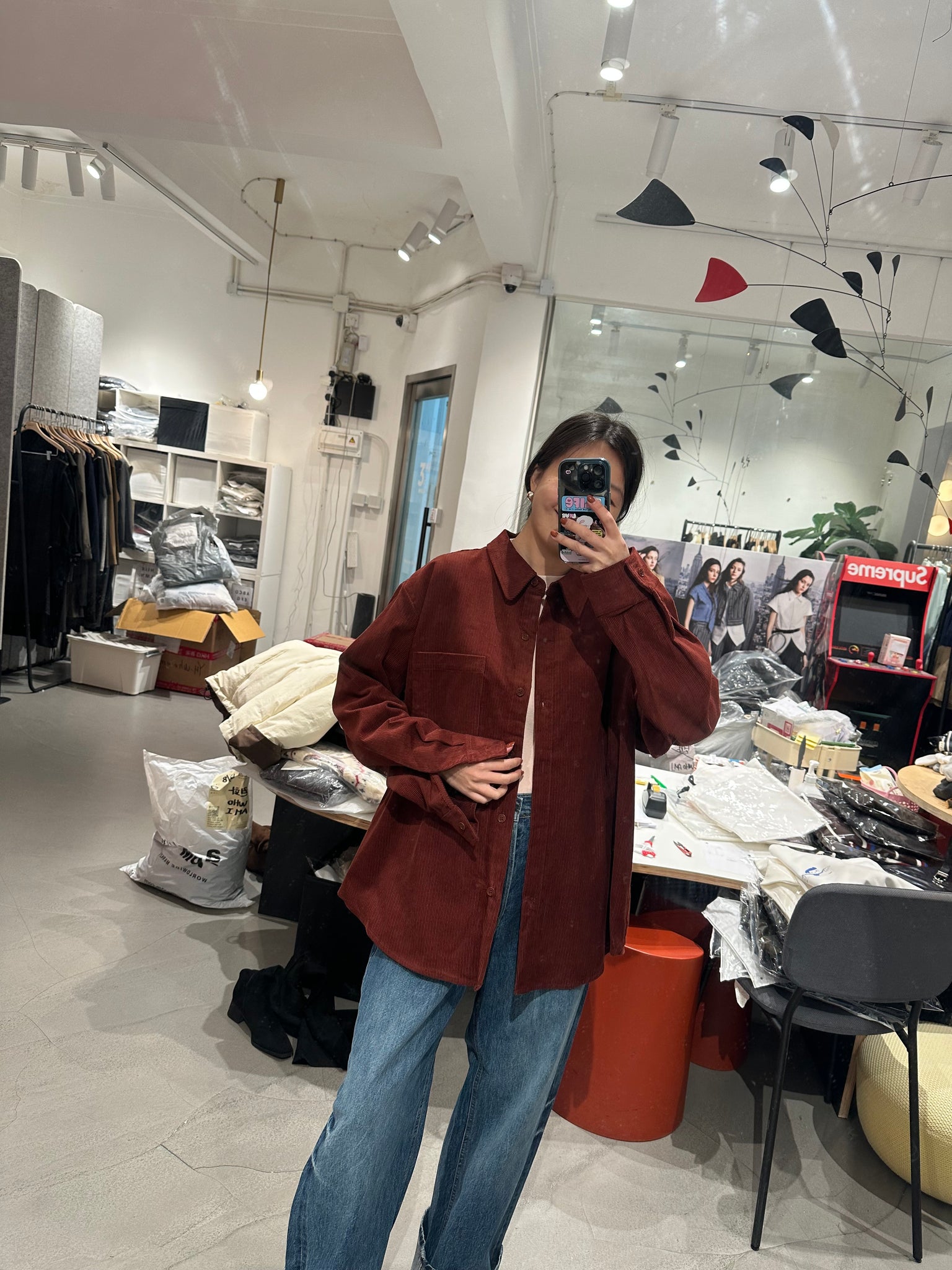 Corduroy Shirt Dark Red