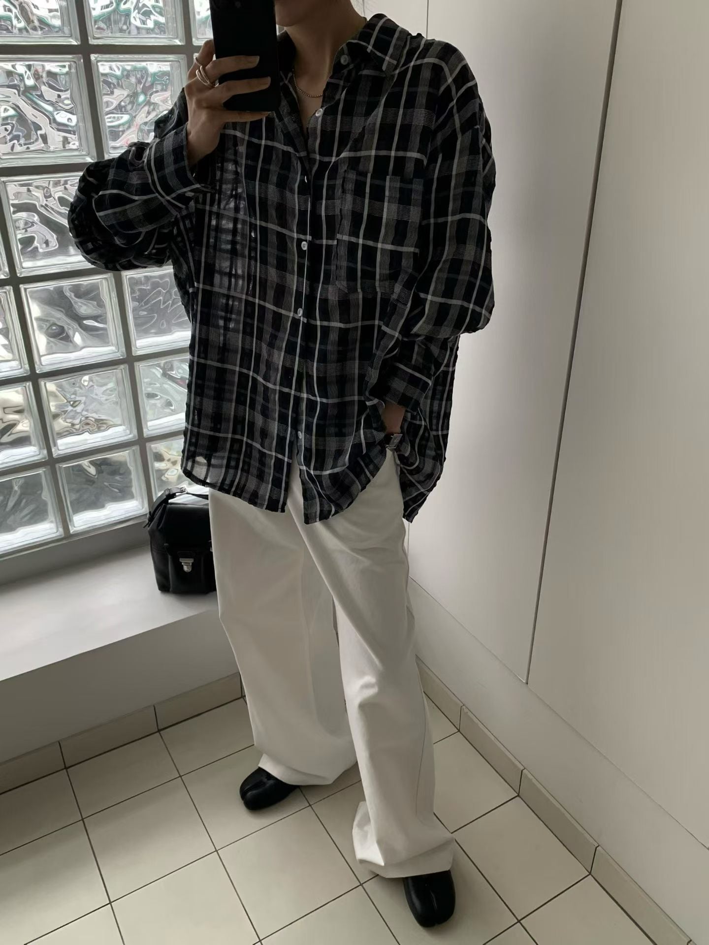 See Through Checker Shirt (29Apr-1May $448, 之後批發價$498）