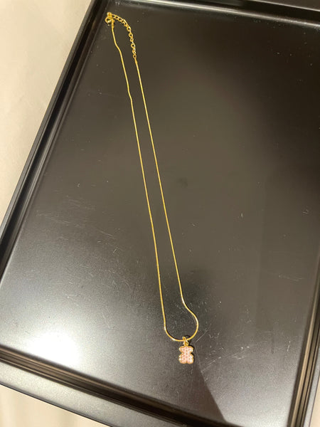 WS2023NOV195 (Necklace - Gold With Pink Pendant)