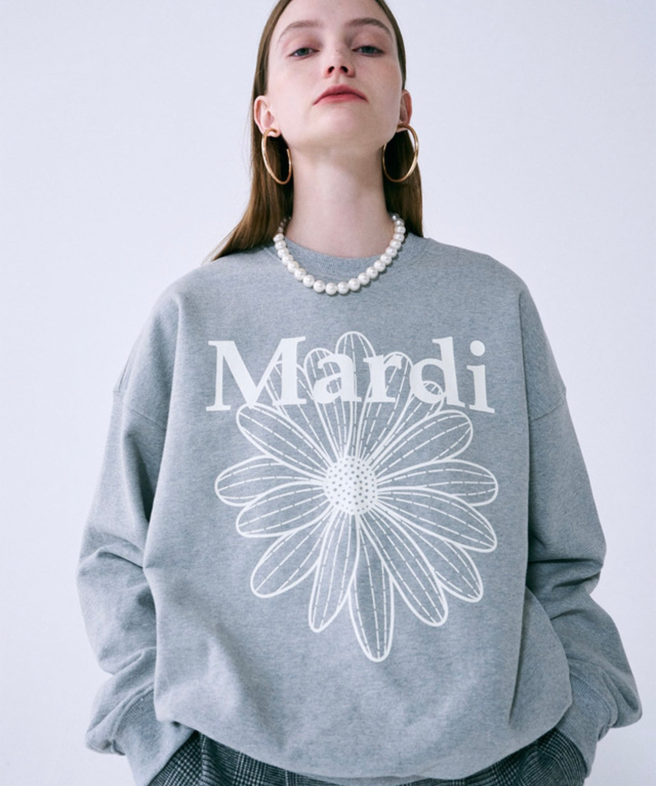 SWEATSHIRT FLOWERMARDI GREY IVORY