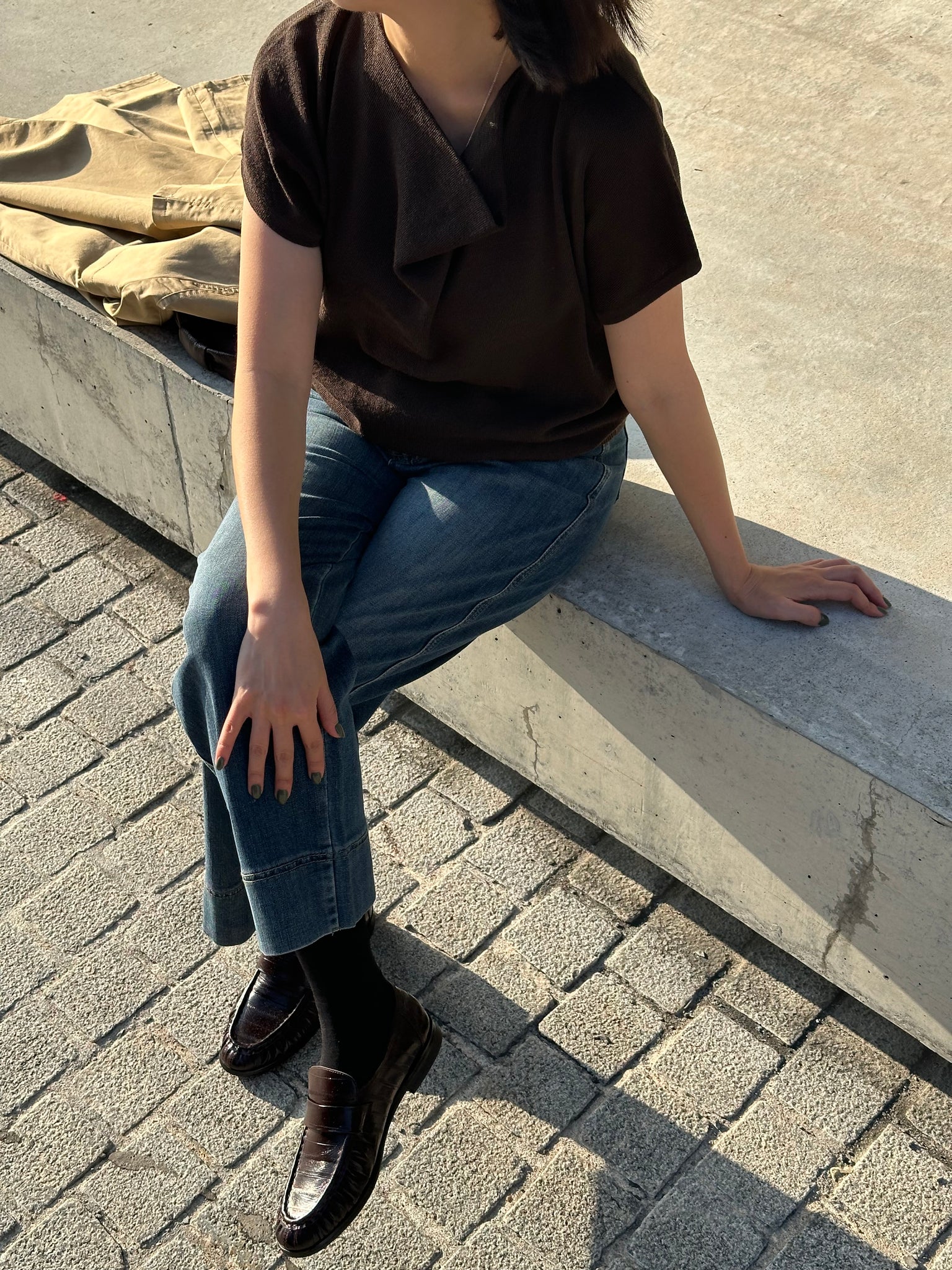 Thick Hem Straight Cut Jeans
