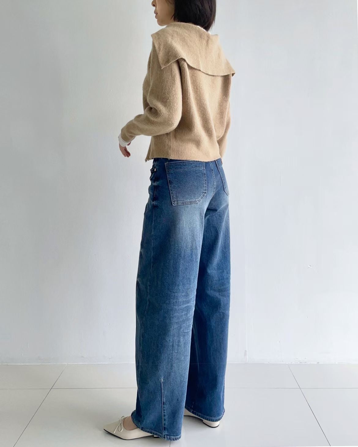 Nice Details Washing Barrel Jeans