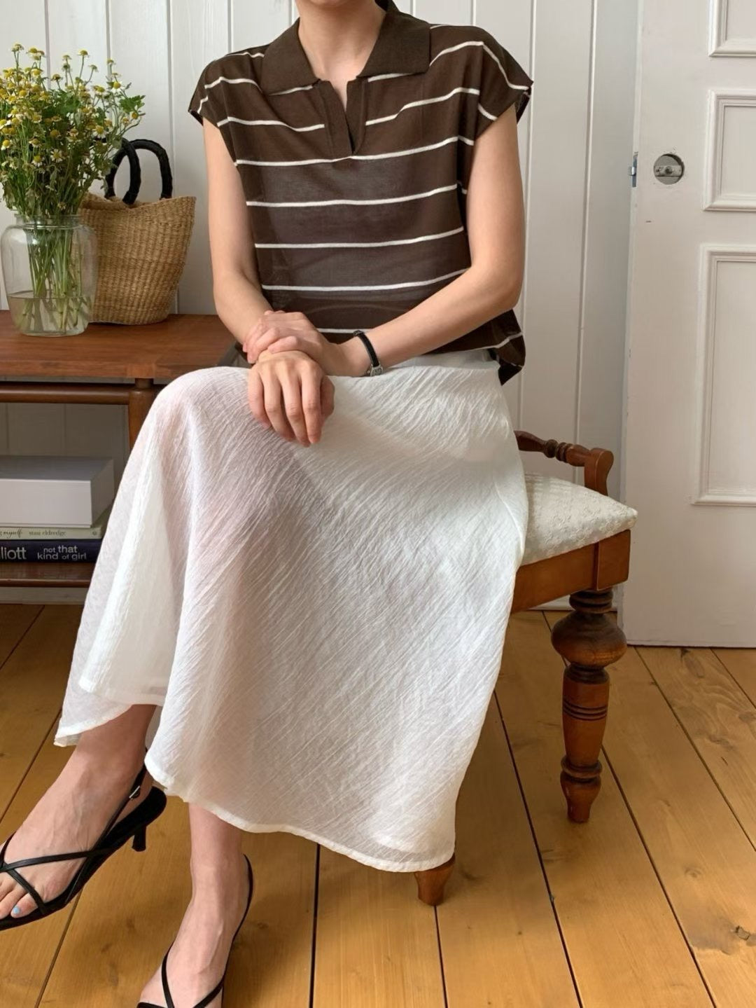 Essential Open Collar Stripe Polo Knit Top (限時超抵快閃價$268至今晚23:59, 19-20Jul 超抵價$298, 之後批發價$348)