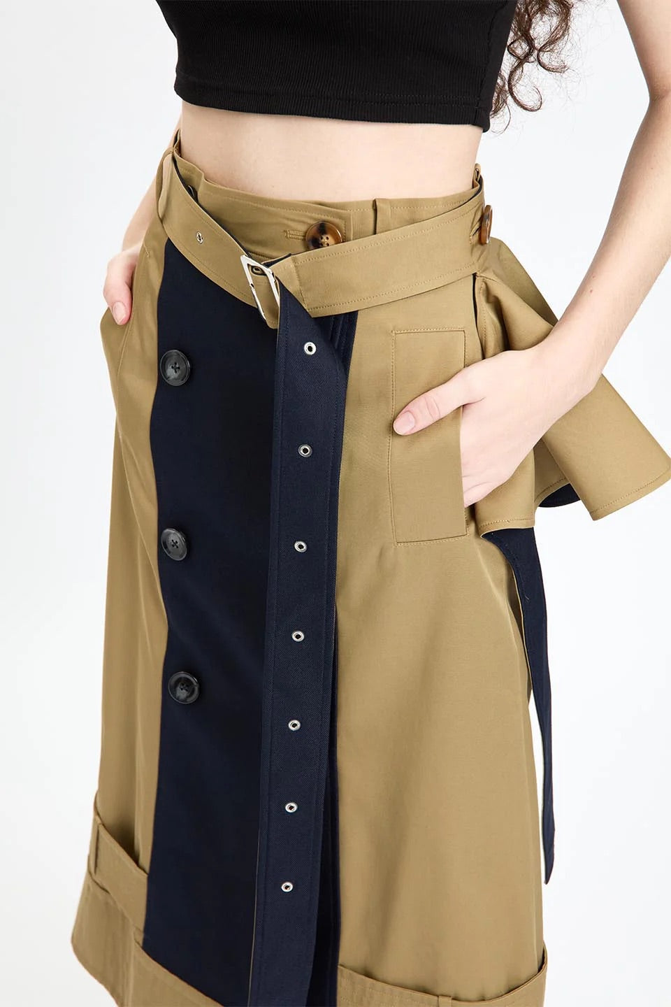 Ruffle Belt Combo Skirt