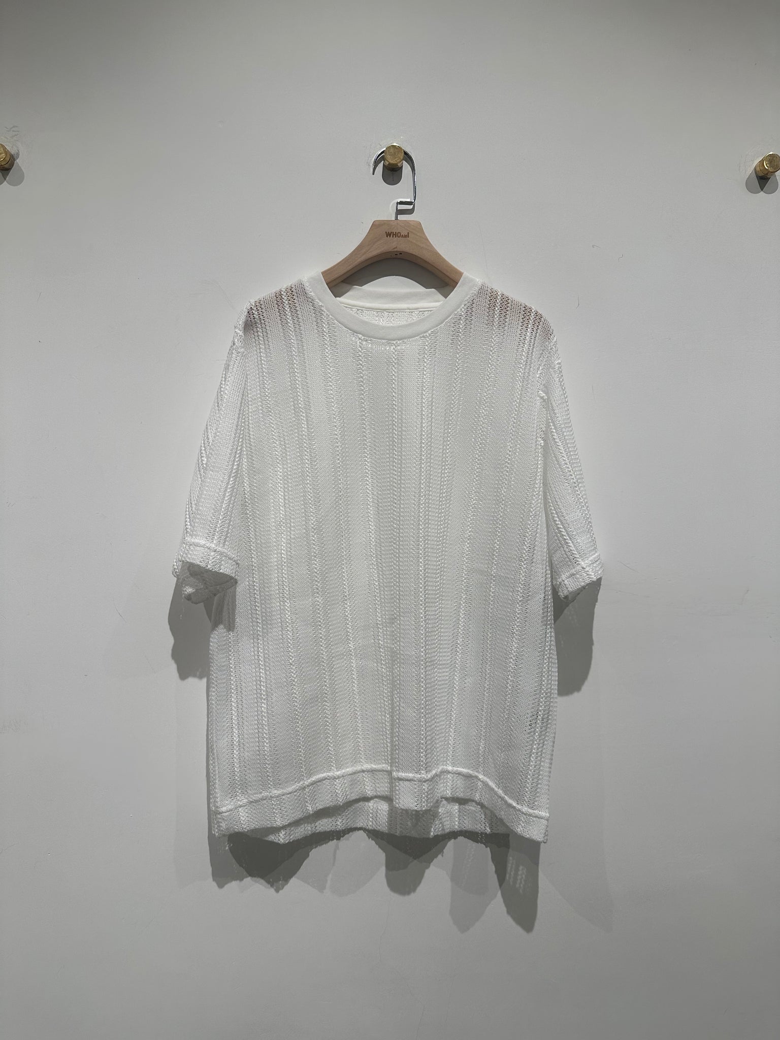 See Through Crew Neck Knit Top