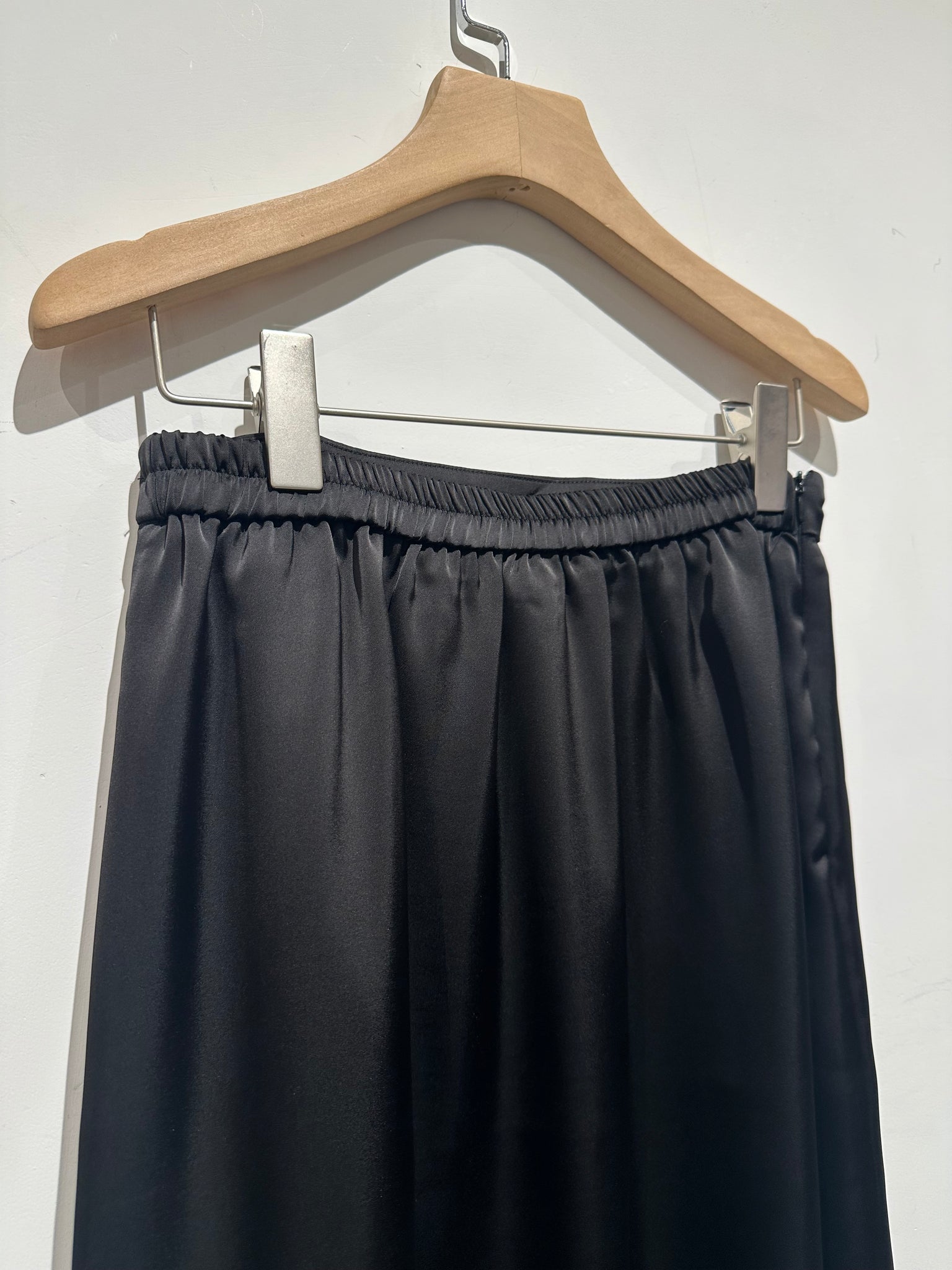 Quality Slit Lace Hem Satin Skirt