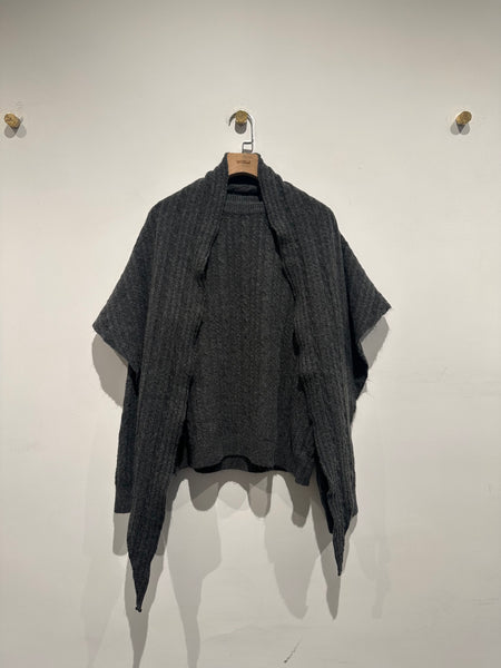 Scarf Cable Knit Top Set