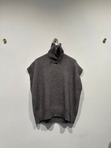 High Neck Button Knit Top