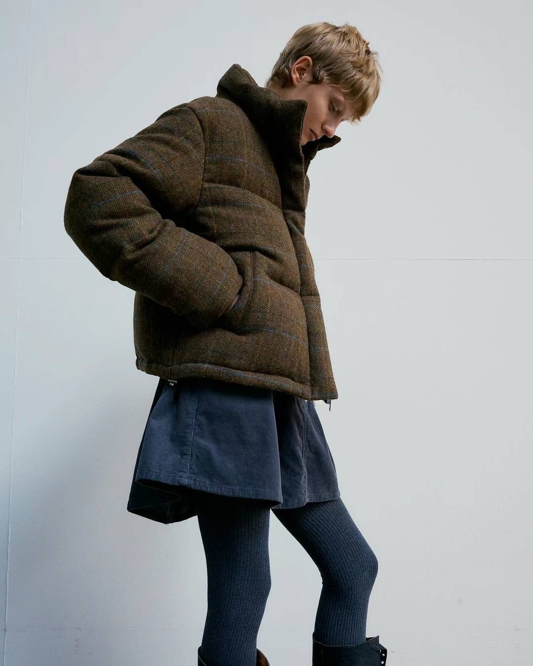 Check Moon Wool Down Jacket