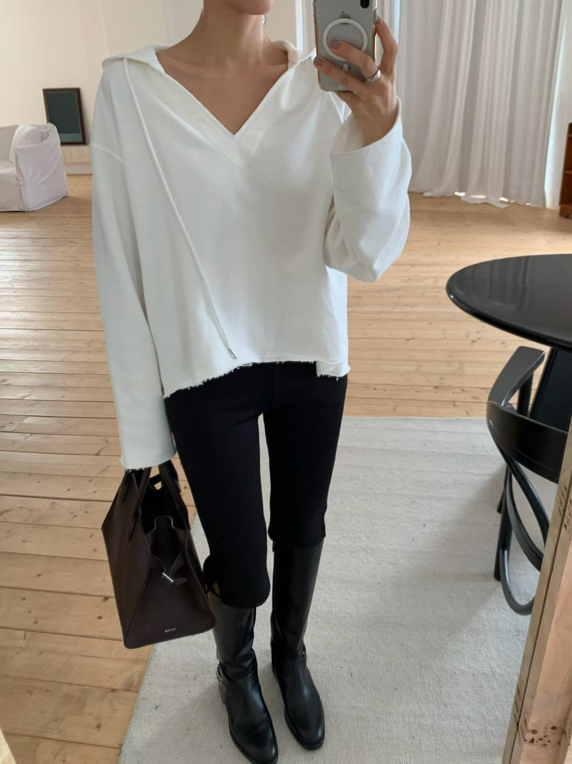 V Neck Boxy Hoodies