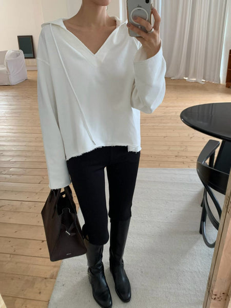 V Neck Boxy Hoodies