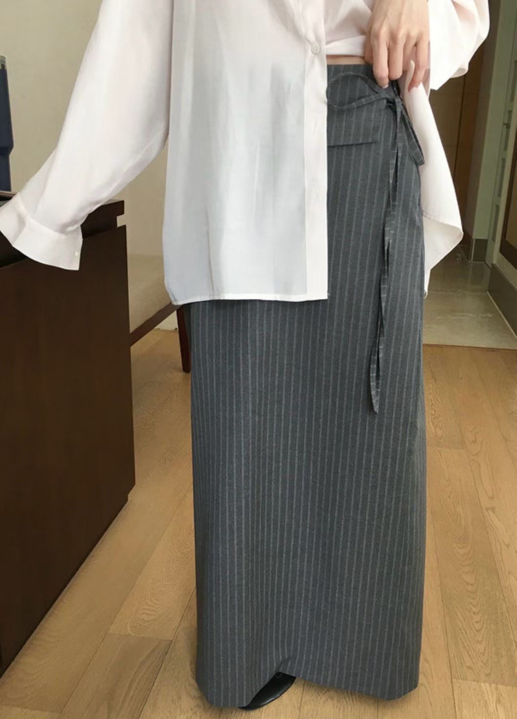 Stripe Long Slim Skirt