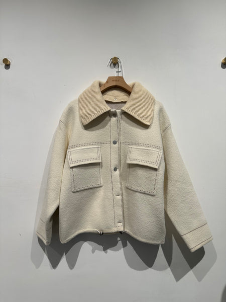 Removable Collar Stitched Cardigan