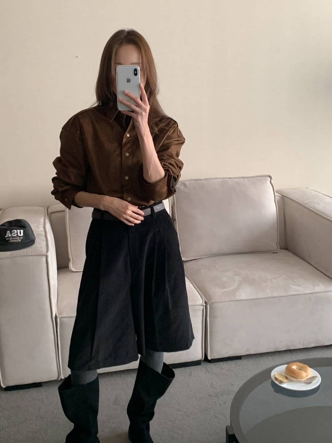 Cropped Suede Shirt