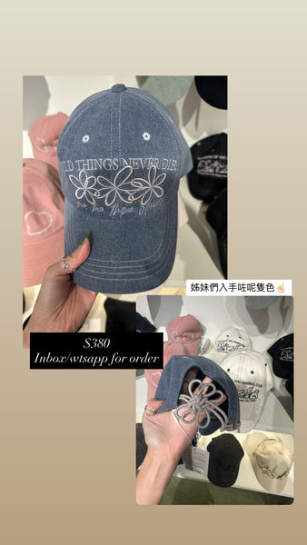 Ongo 3 flowers cap light denim