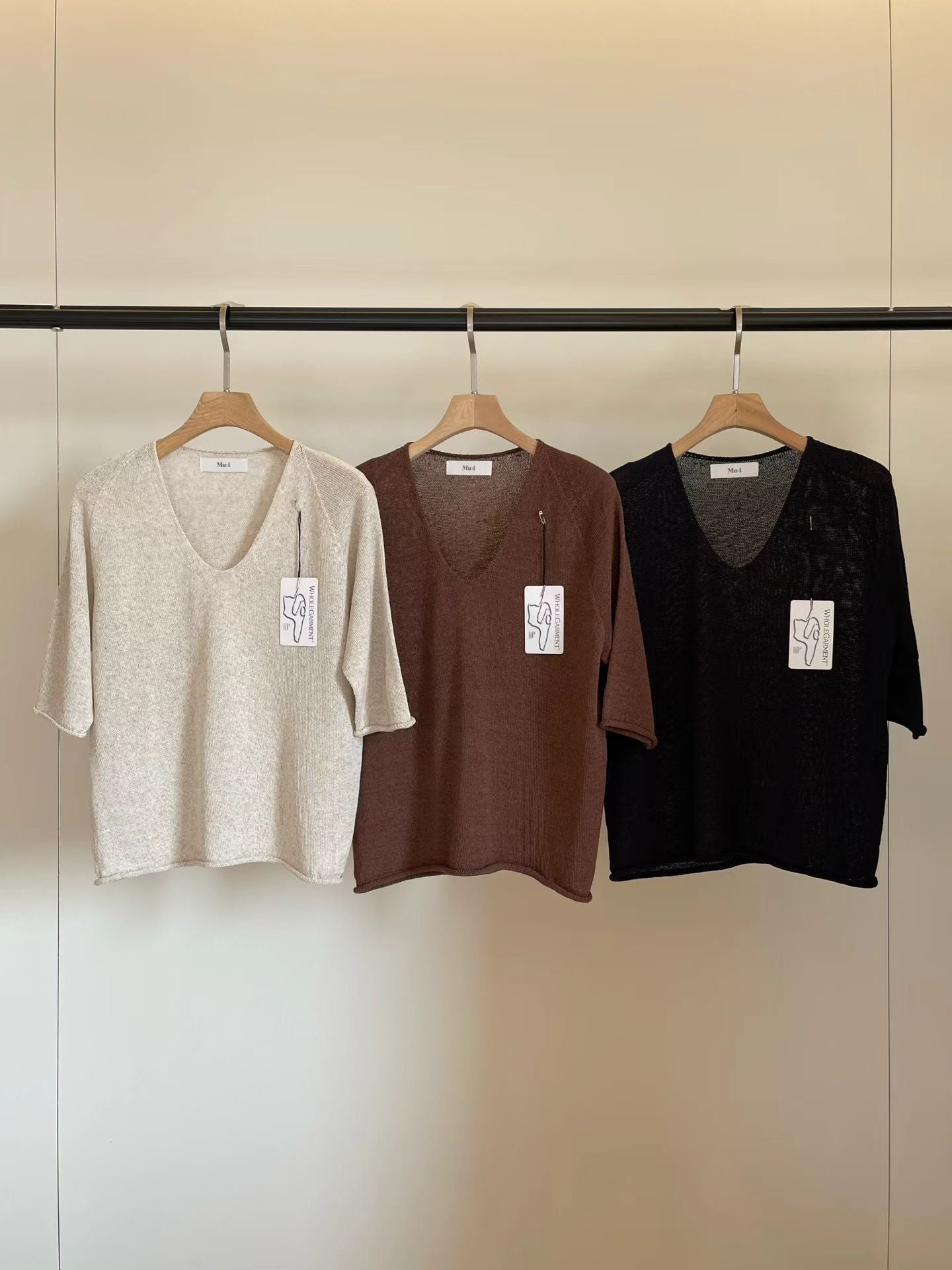 Wholegarment V Neck Knit Top