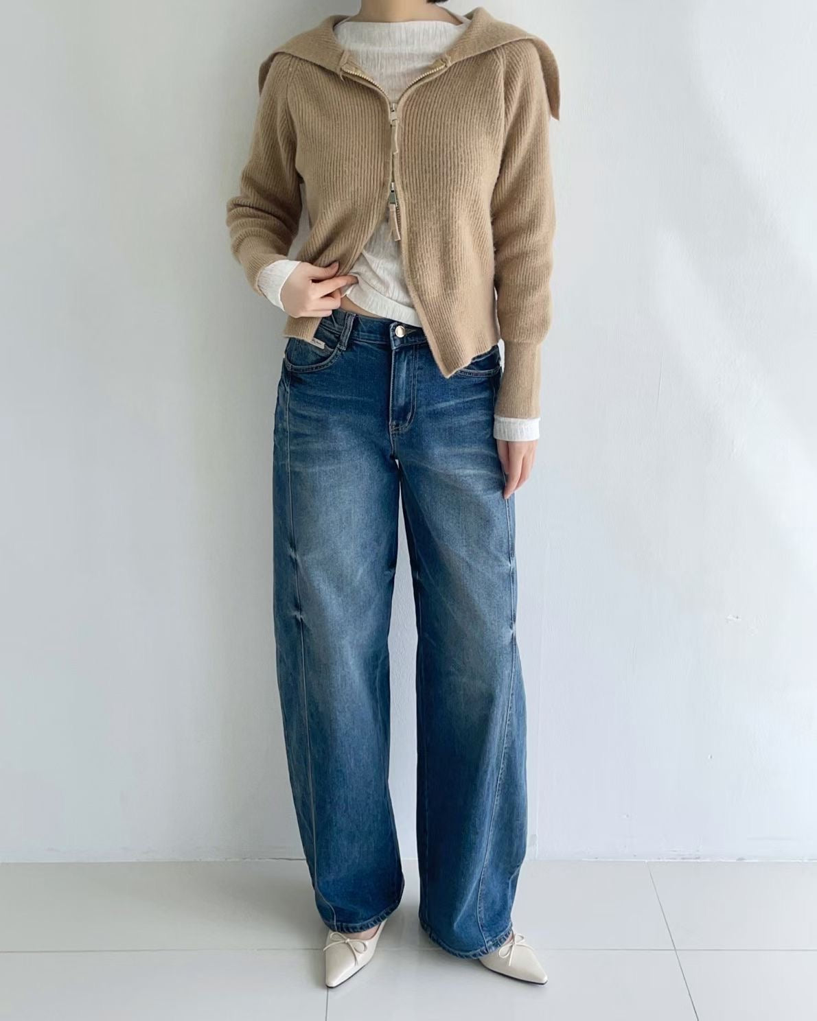 Nice Details Washing Barrel Jeans