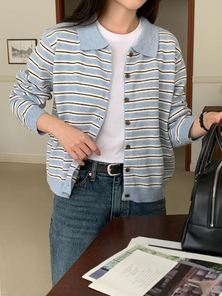 Polo Stripe Boxy Cardigan