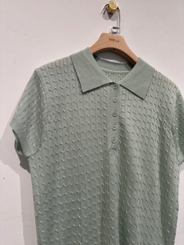 Cable Knit Polo Knit Top  (16-18Apr $298, 之後批發價$368）