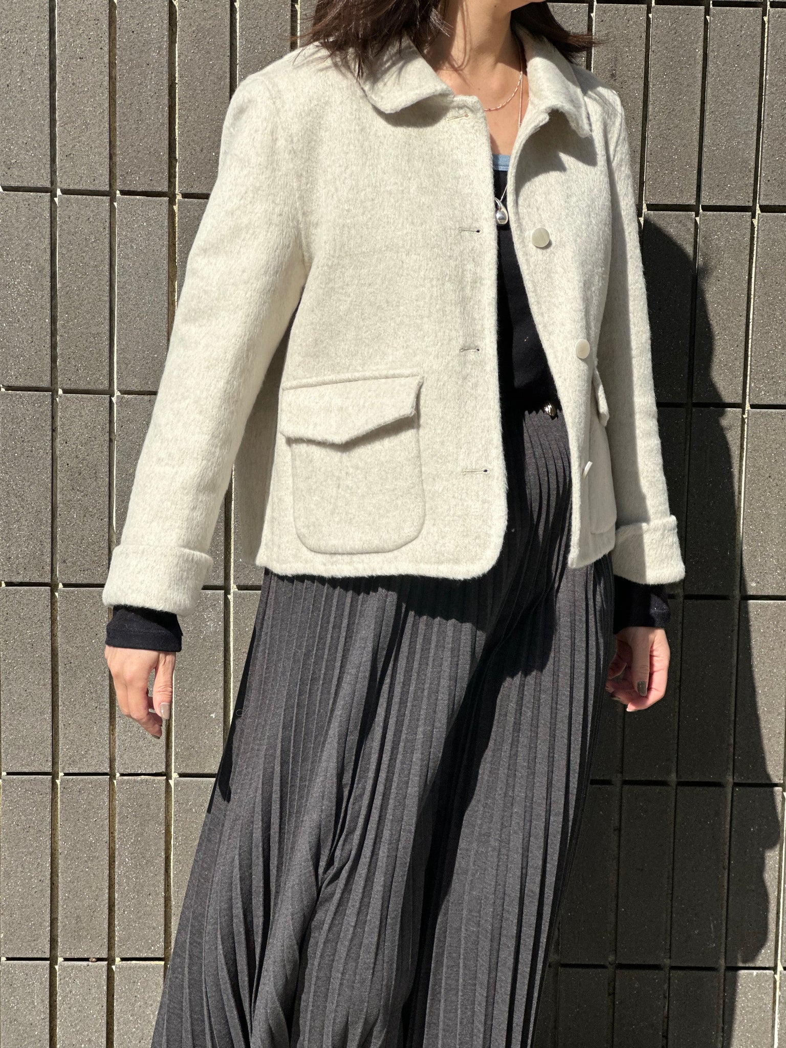 Short Hand Made Collar Wool Coat