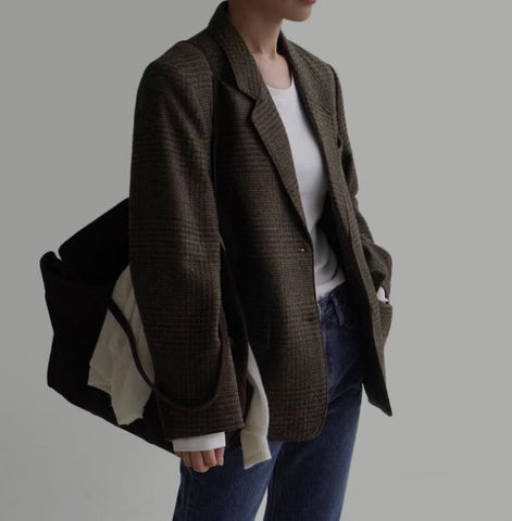 Moon Checker Wool Blazer
