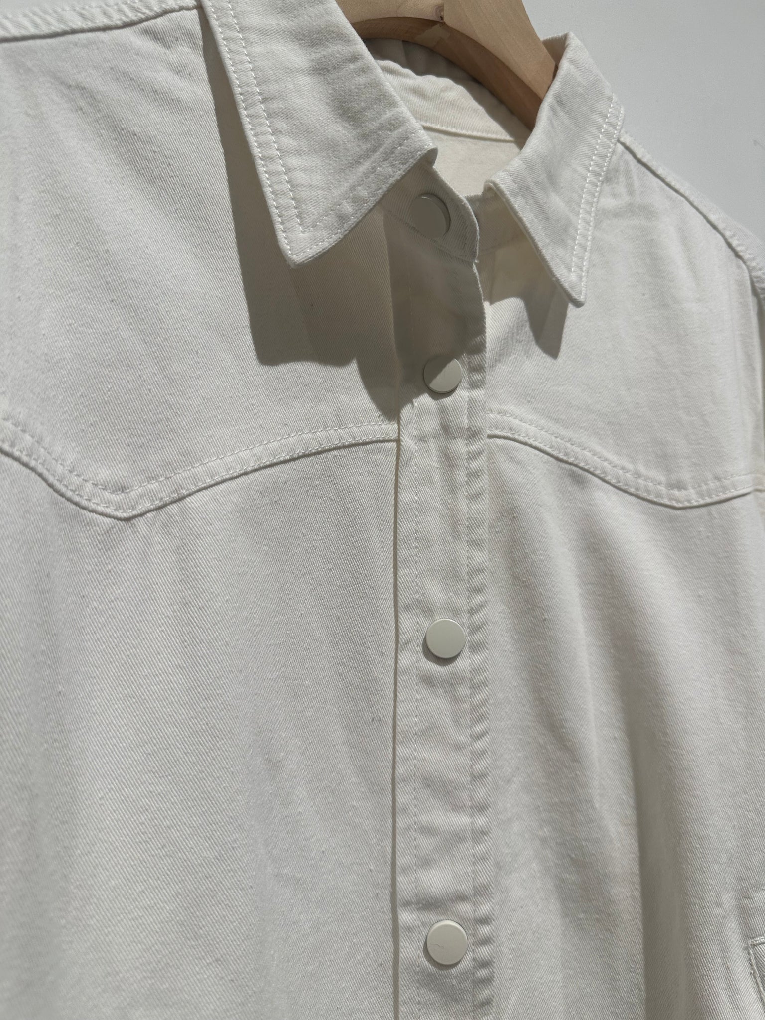 Snap Button Cotton White Shirt