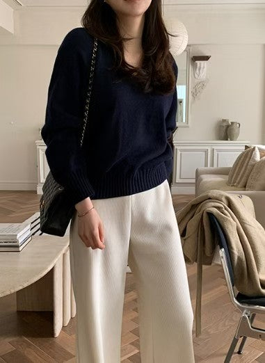 Premium V Neck Knit Top