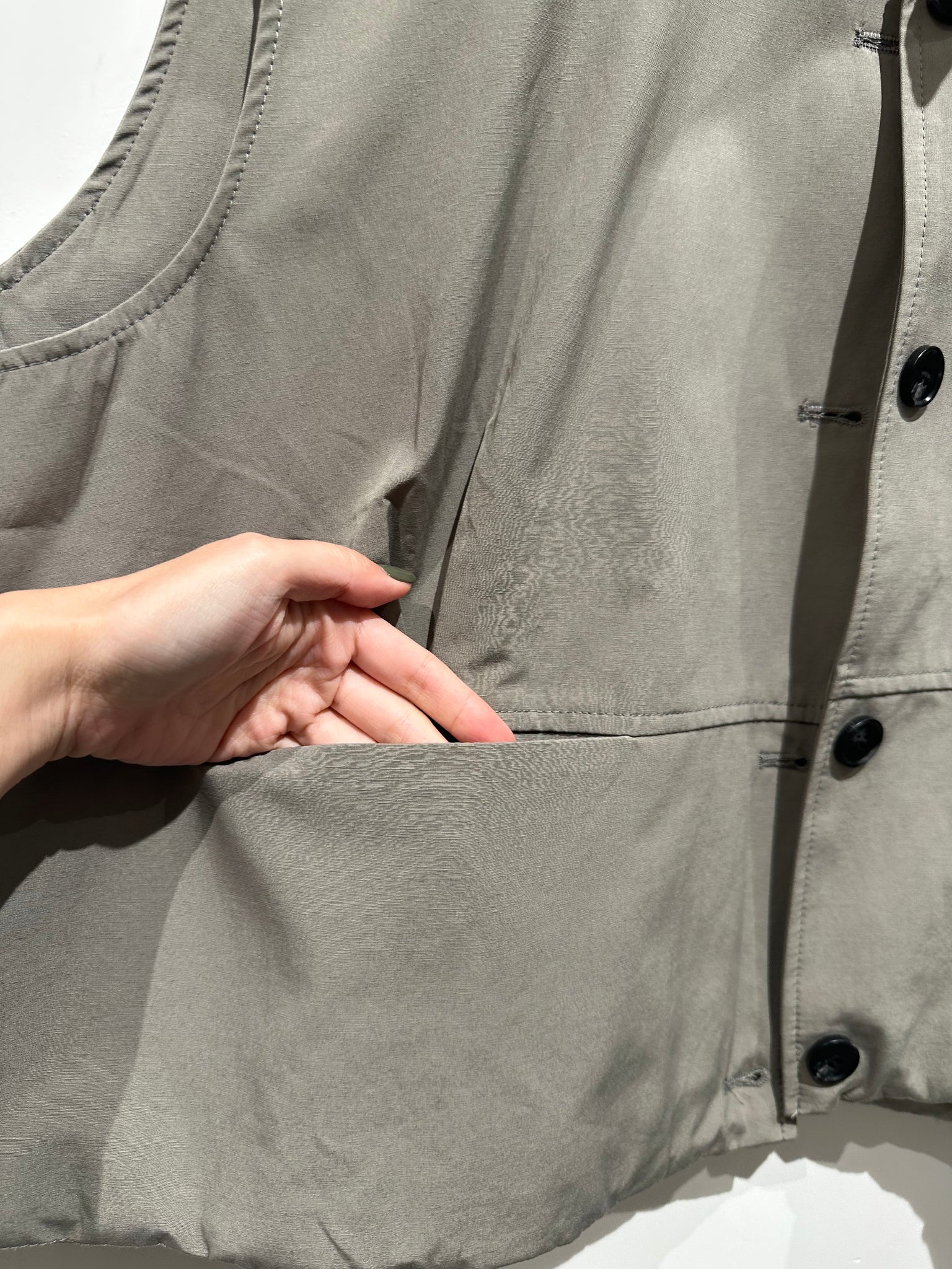 Button Stand Collar Puff Vest Jacket