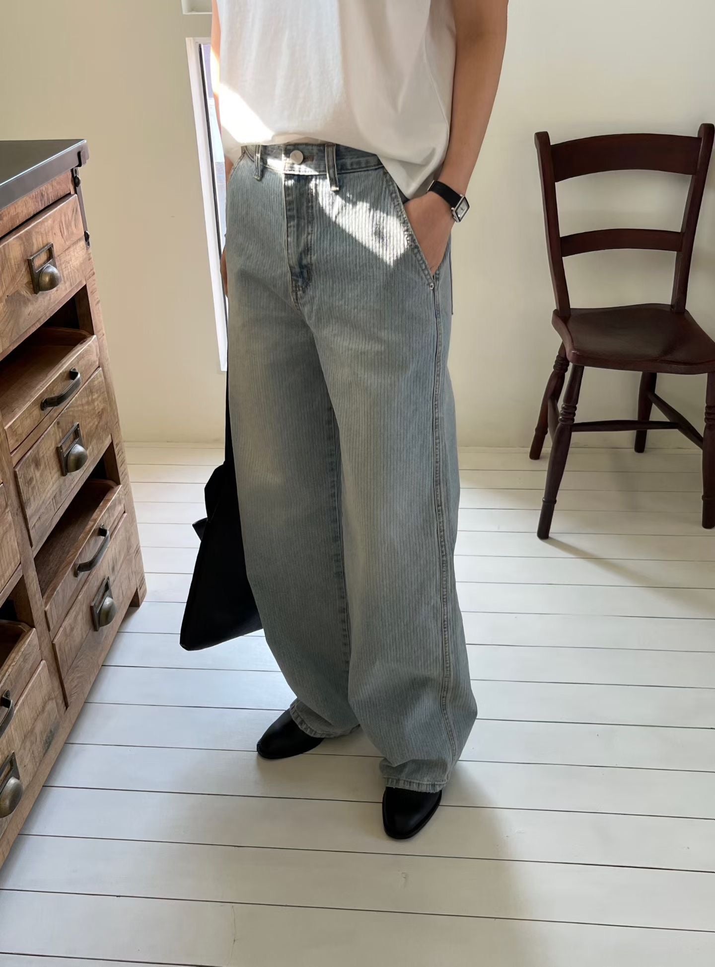 Embossed Stripe Jeans