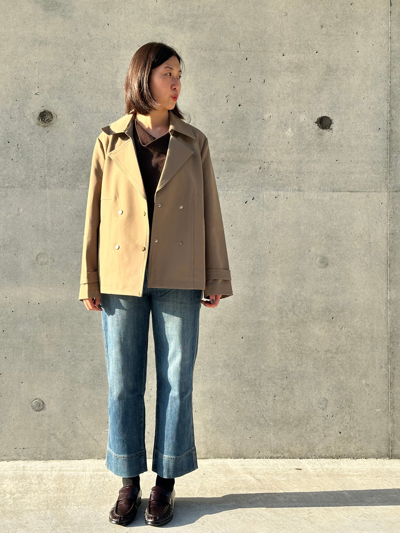Double Breast Snap Boxy Light Trench (限時至抵價$398到今晚23:59, 之後超抵價$468)