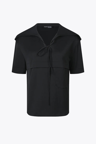 Large Collar V-Neck Blouse