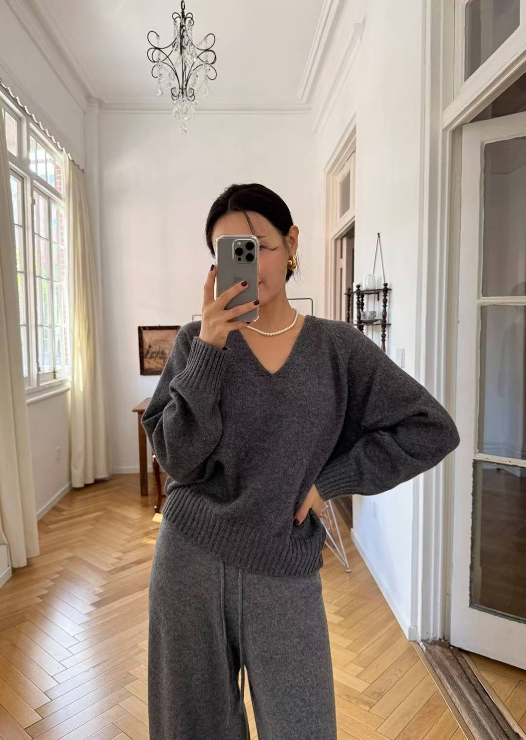 Premium V Neck Knit Top