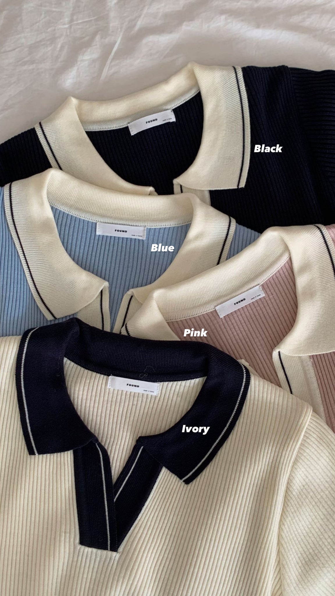 Spring Colour Open Collar Knit Top
