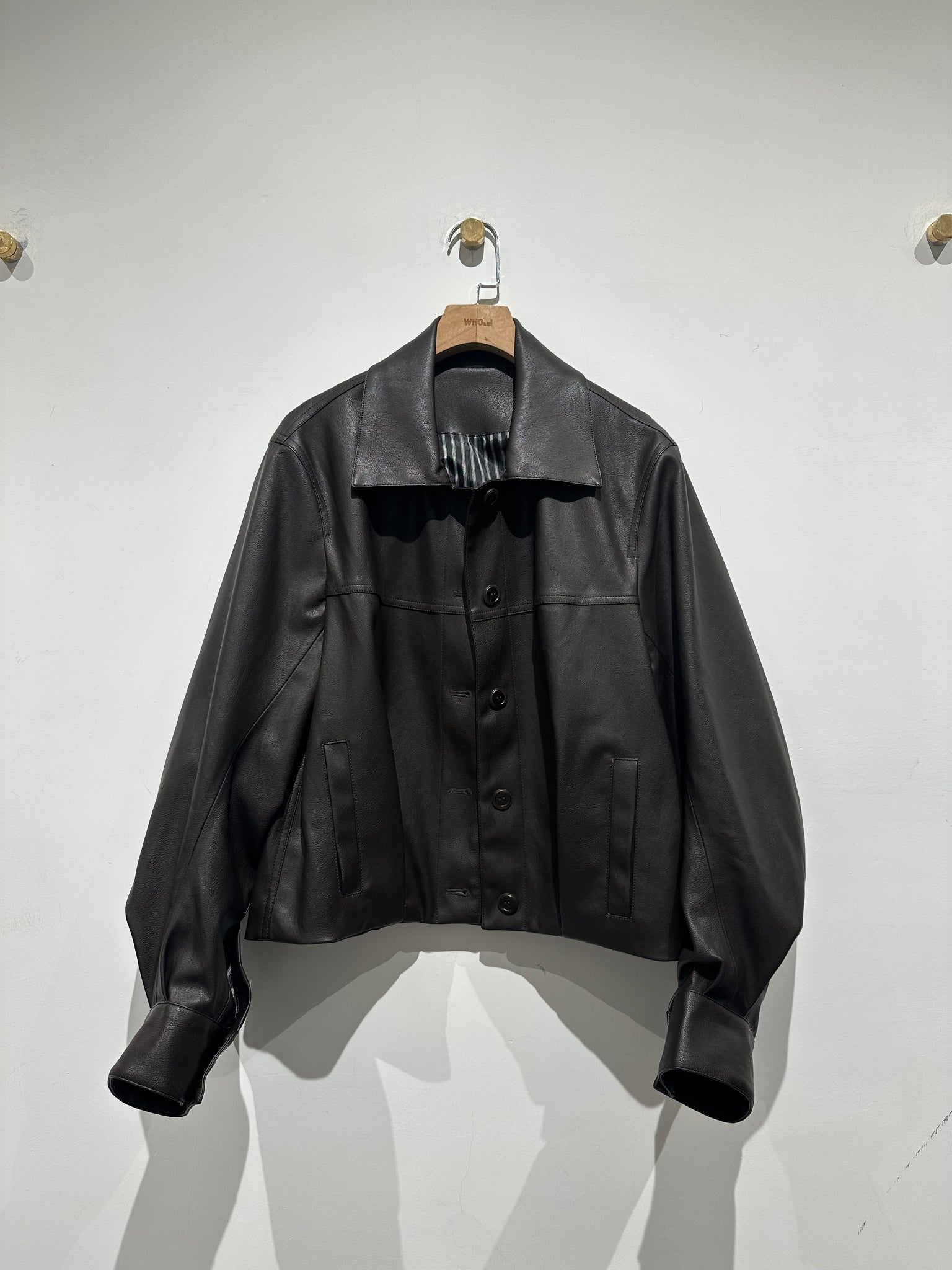 Dark Brown Faux Leather Jacket  (15-17Oct超抵價$598, 之後批發價$698)