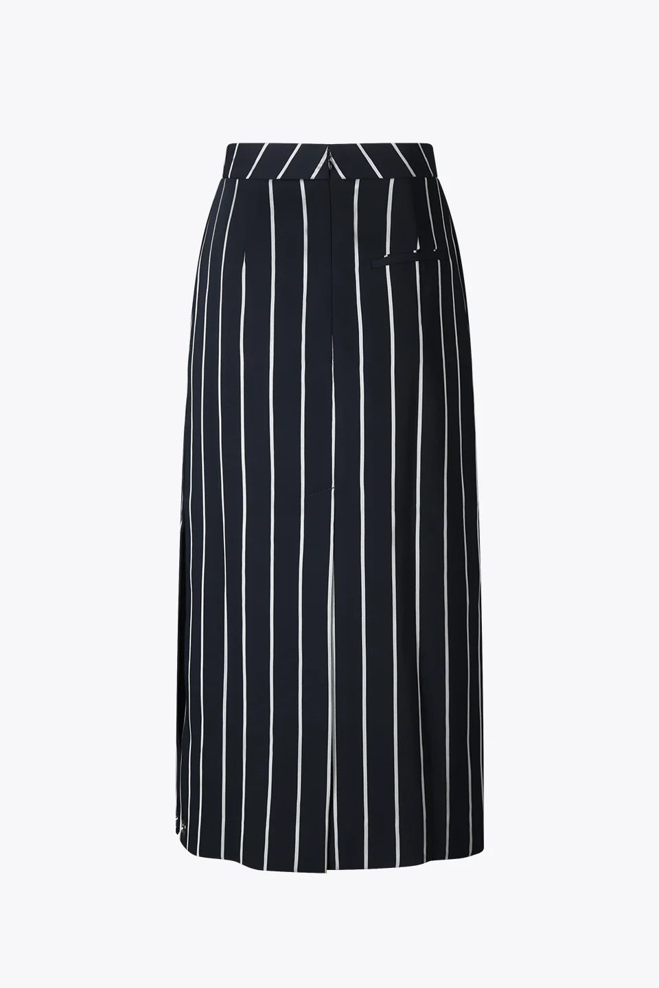 Eyelet Slits Block-Pleated Stripe Skirt