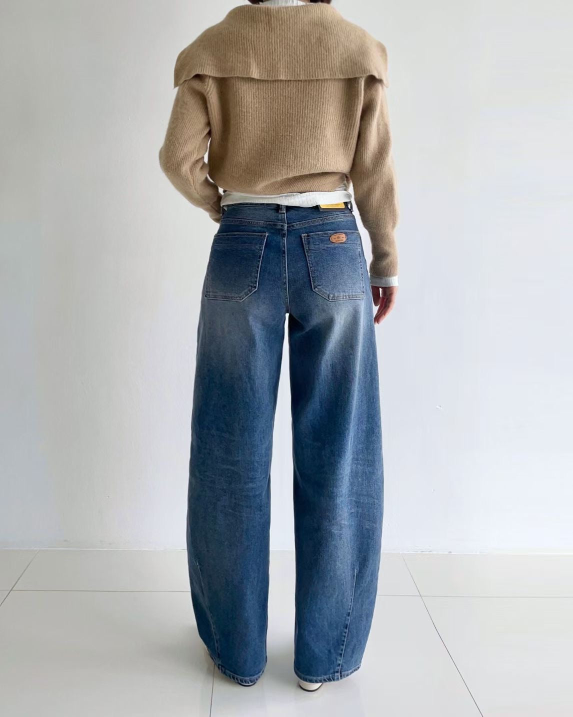 Nice Details Washing Barrel Jeans