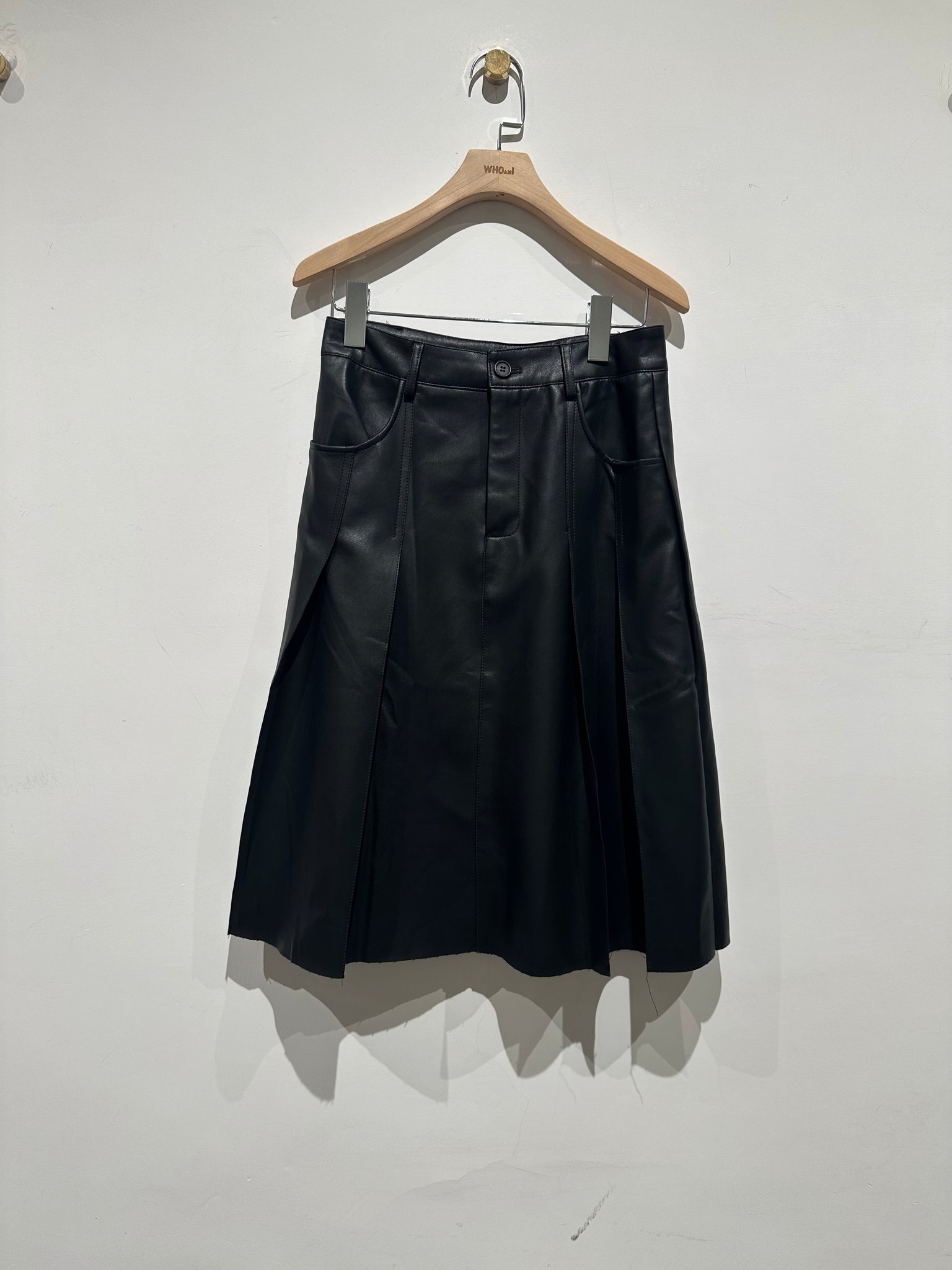Faux Leather Fold Skirt