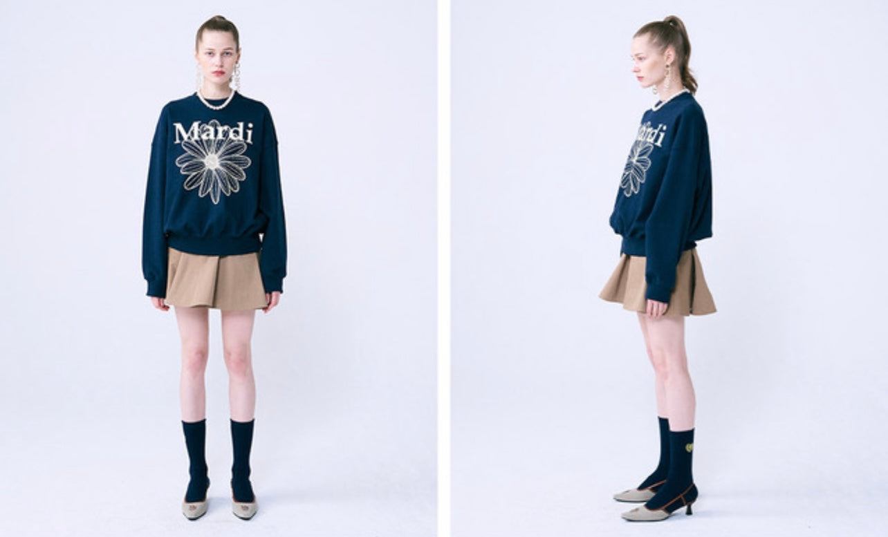 SWEATSHIRT FLOWERMARDI NAVY CREAM