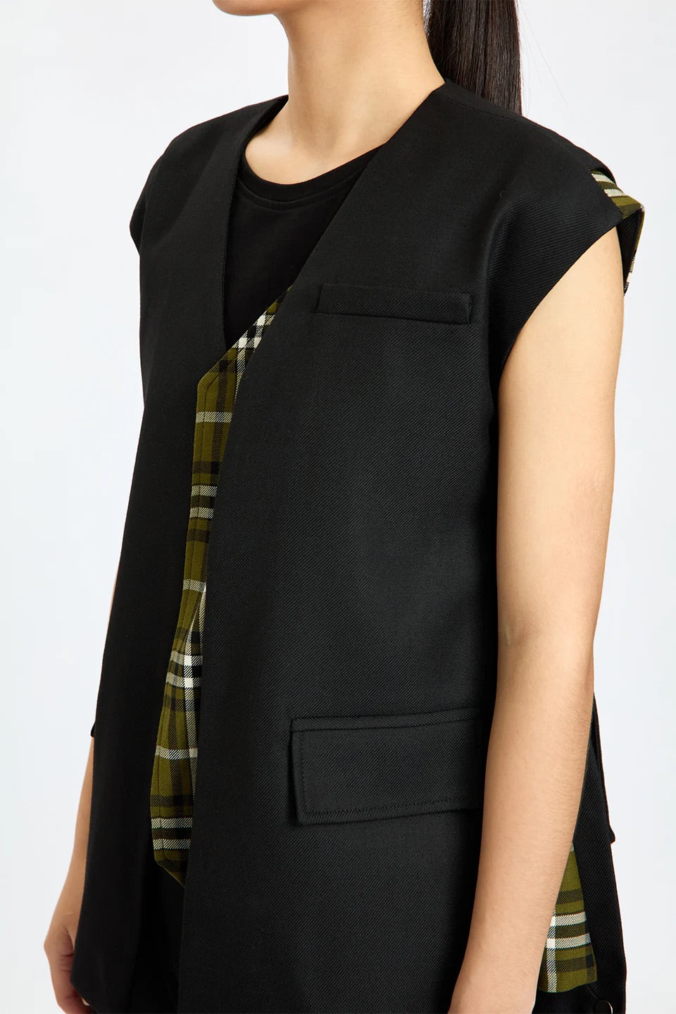 Plaid Lined Tailored Gilet