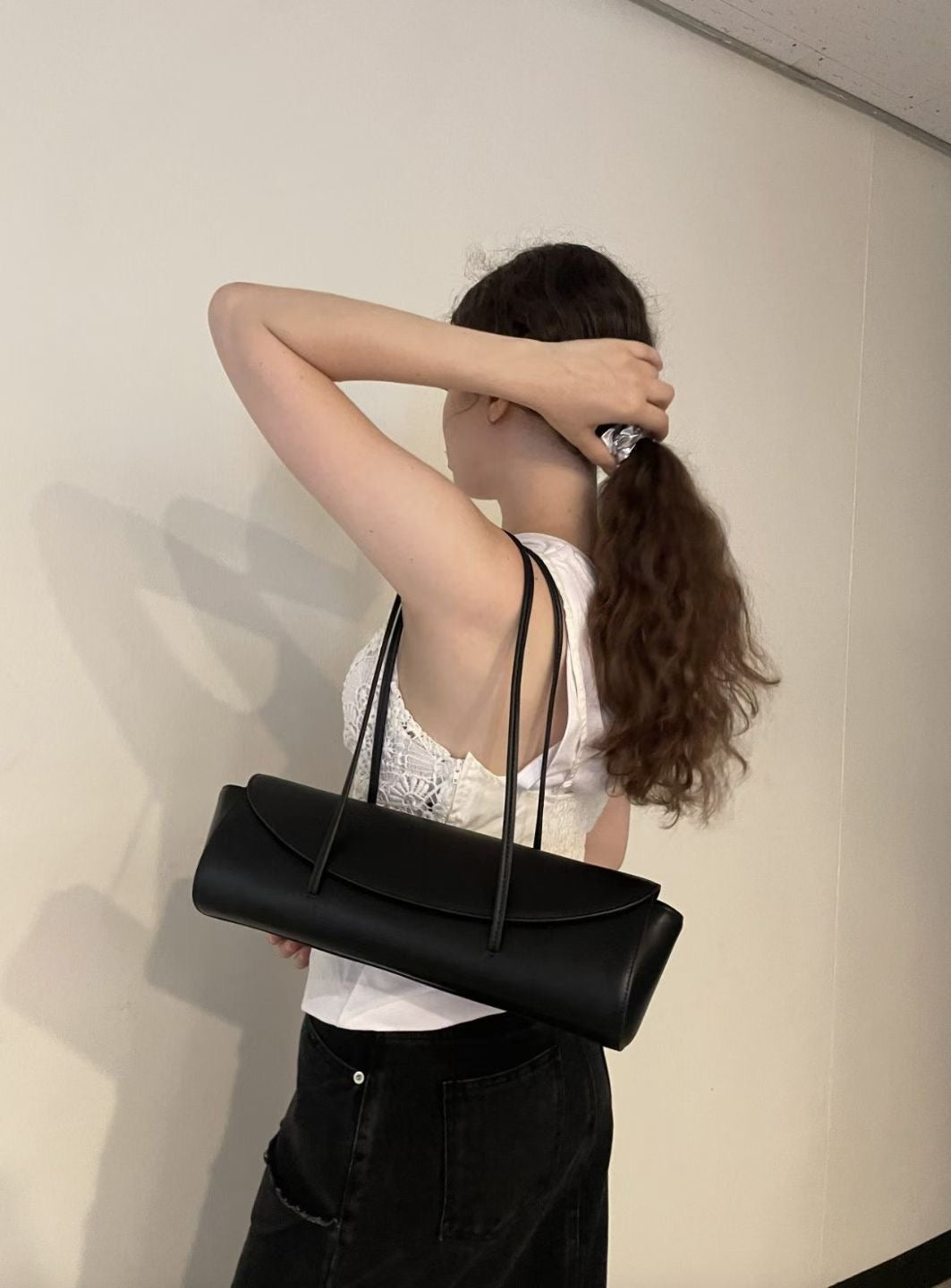 Genuine Leather Baguette Bag